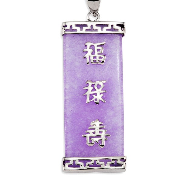 925 Sterling Silver Purple Jade Figure Pendant