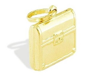 Solid 14k Yellow Gold Briefcase Attache Italian Pendant