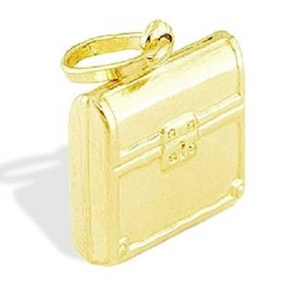 Solid 14k Yellow Gold Briefcase Attache Italian Pendant