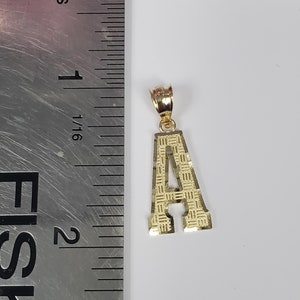 14K Gold Block Initial Letter A Charm Pendant image 2