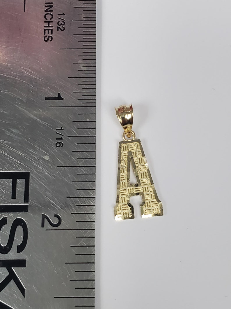 14K Gold Block Initial Letter A Charm Pendant image 2