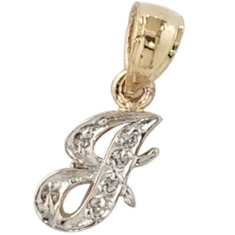 14K Gold Initial Letter J Pendant Charm Initial Pendant Etsy