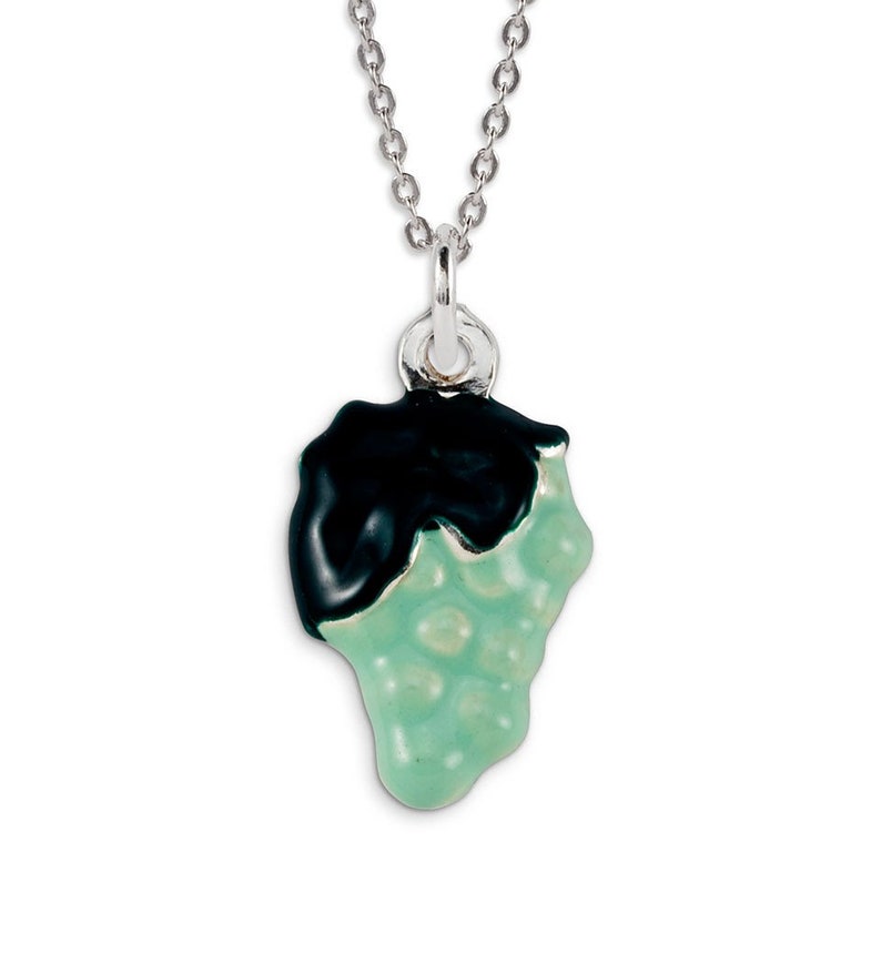 925 Sterling Silver Green Enamel Grapes Pendant