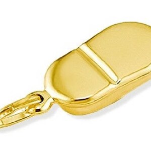 14k Yellow Gold Italian Baby Shoe Bow Puffy Pendant image 2