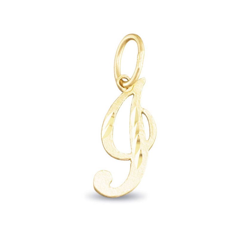 14K Gold Cursive Script Initial Letter I Charm Pendant image 1