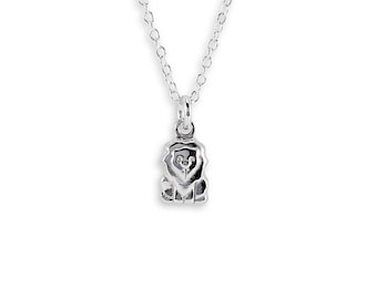 New .925 Sterling Silver Lion Pendant Charm Necklace