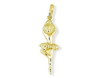 14k Yellow Gold Italian Ballerina Ballet Charm Pendant