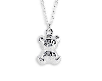 925 Sterling Silver New Teddy Bear Pendant Necklace - Etsy