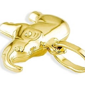 14k Yellow Gold Puffy Lucky Charm Elephant Pendant image 2