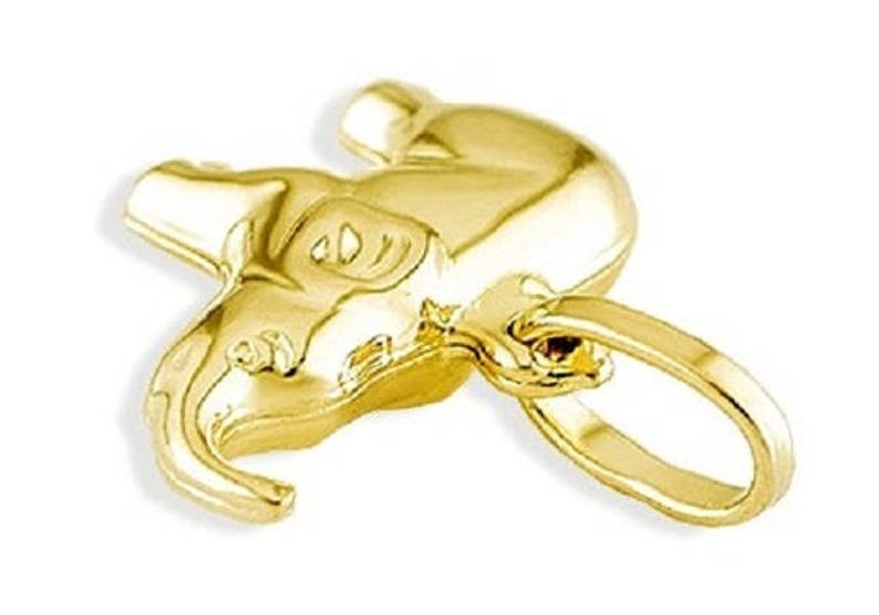 14k Yellow Gold Puffy Lucky Charm Elephant Pendant image 2