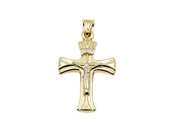 14k Two Tone Gold Crucifix Christus Hanger