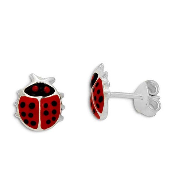 0.7 14k Yellow Gold Red Enamel Ladybug Charm Pendant 0.5 0.6