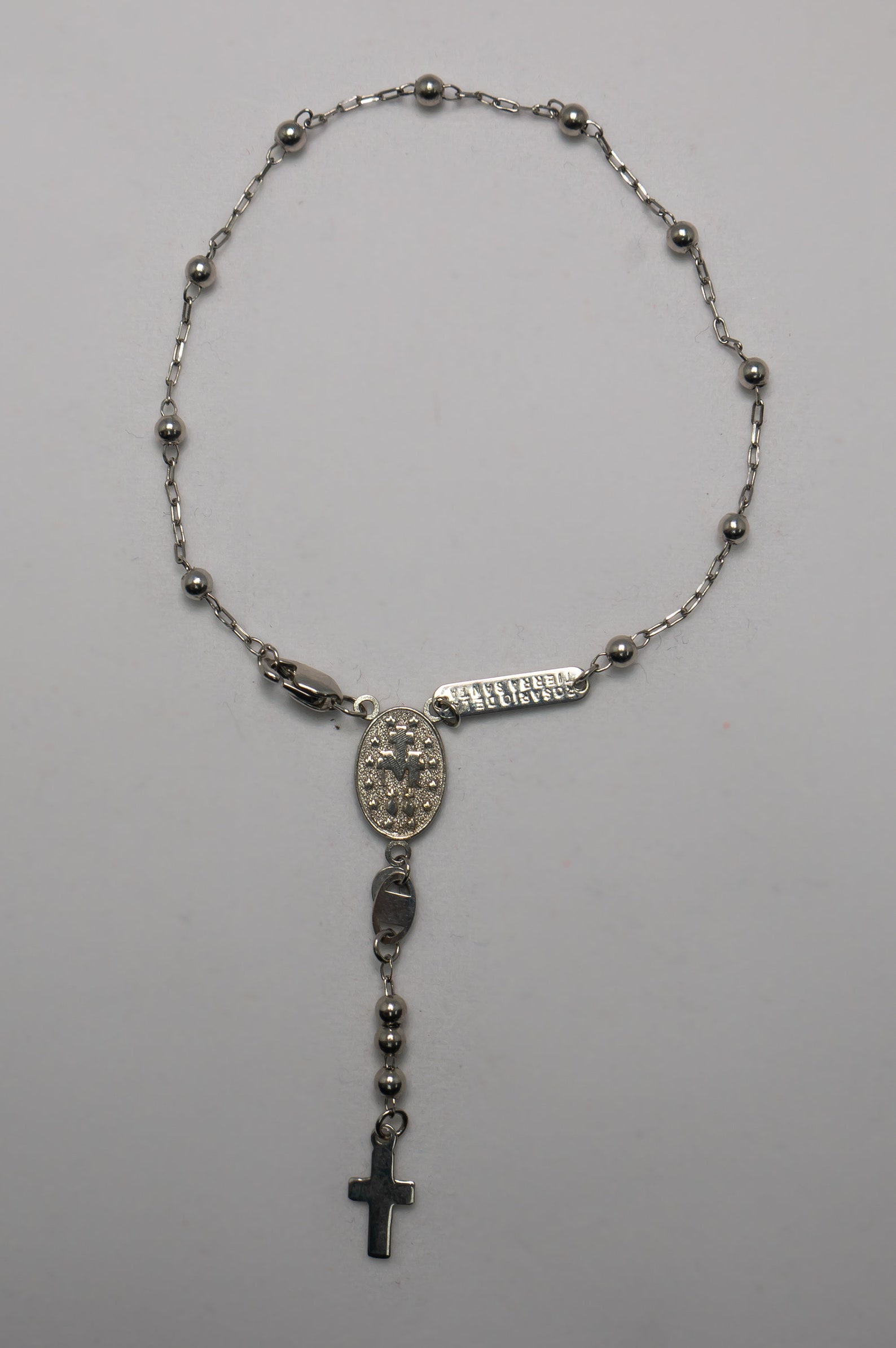 White Gold Rosary Bracelet 14k Gold Crucifix Rosary Bead Etsy