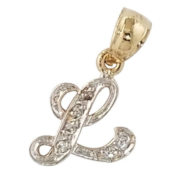 14K Gold Initial Letter L Pendant Charm 