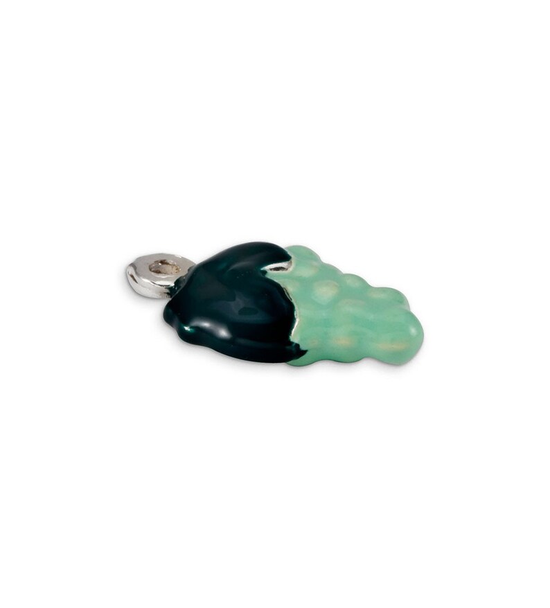 925 Sterling Silver Green Enamel Grapes Pendant