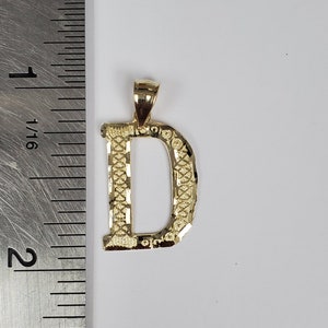 14K Gold Diamond Cut Block Initial Letter D Charm Pendant image 5