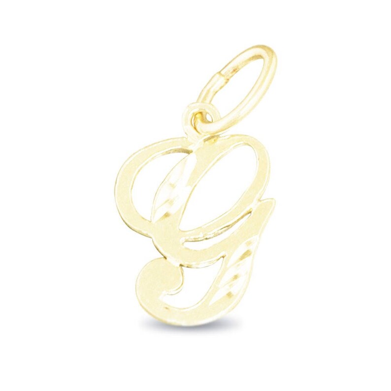 14K Gold Cursive Script Initial Letter G Charm Pendant image 1