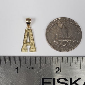 14K Gold Block Initial Letter A Charm Pendant image 3