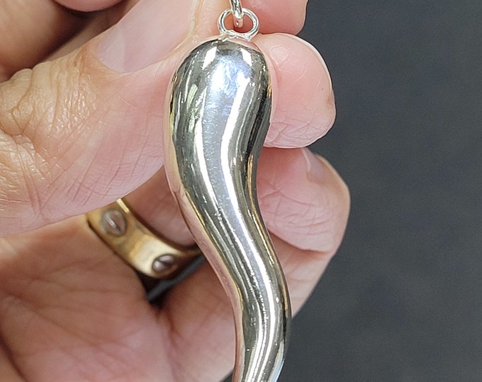 925 Sterling Silver Extra Large Italian Horn Lucky Charm Etsy