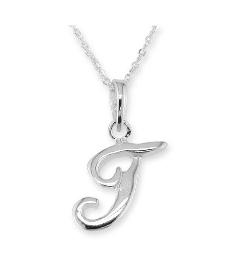 925 Sterling Silver Alphabet Letter T Pendant Necklace image 1