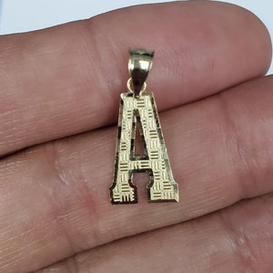 14K Gold Block Initial Letter A Charm Pendant image 1