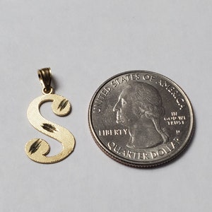 14K Gold Cursive Script Initial Letter S Charm Pendant Medium Size image 3