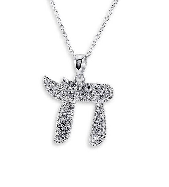 925 Sterling Silver Chai Long Life CZ 