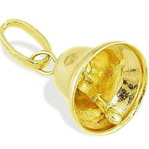 14k Yellow Gold Italian Bell Charm Pendant image 1