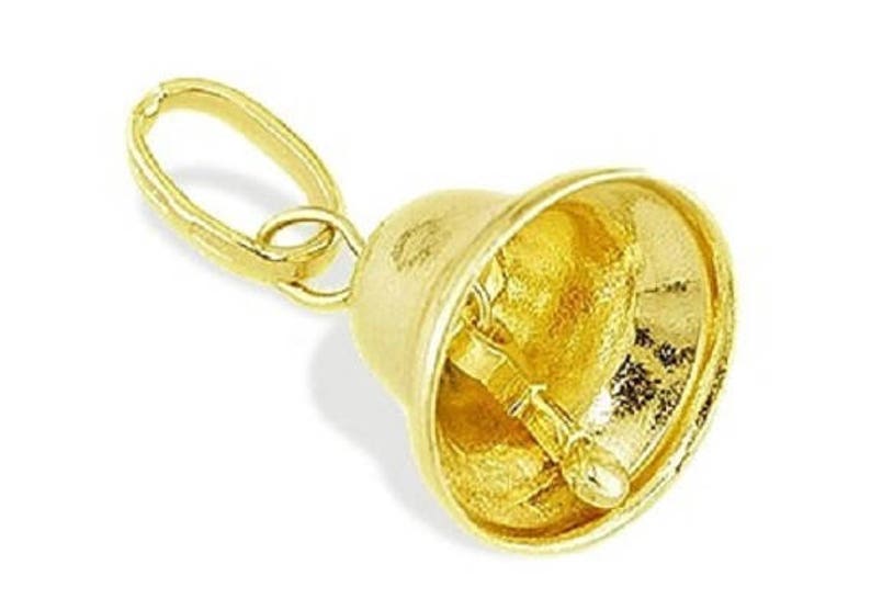 14k Yellow Gold Italian Bell Charm Pendant image 1