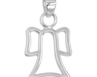 Silver Angel Necklace, 925 Sterling Silver Minimal Guardian Angel Pendant