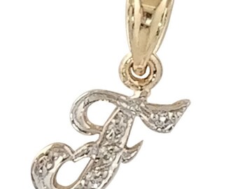 14K Gold Initial Letter F Pendant Charm Initial Pendant Necklace