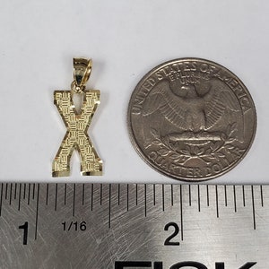 14K Gold Block Initial Diamond Cut Letter X Charm Pendant image 4