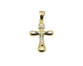 14k Two Tone Gold Crucifix Christus Hanger