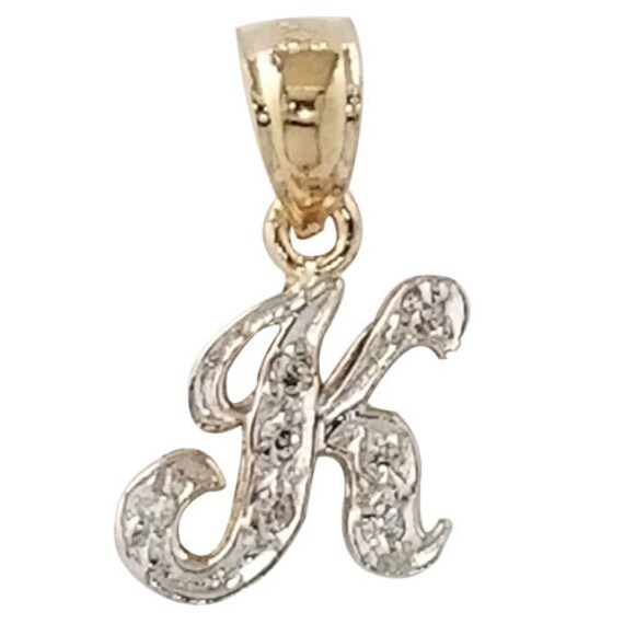 14K Gold Initial Letter K Pendant Charm 