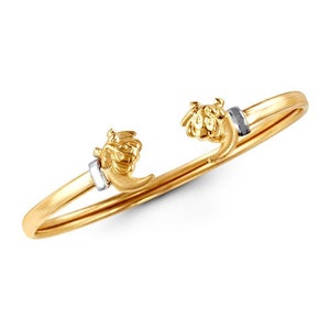 14k Yellow Gold Elephant Moon Baby Bangle Bracelet