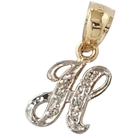 14K Gold Initial Letter H Pendant Charm Initial Pendant Necklace