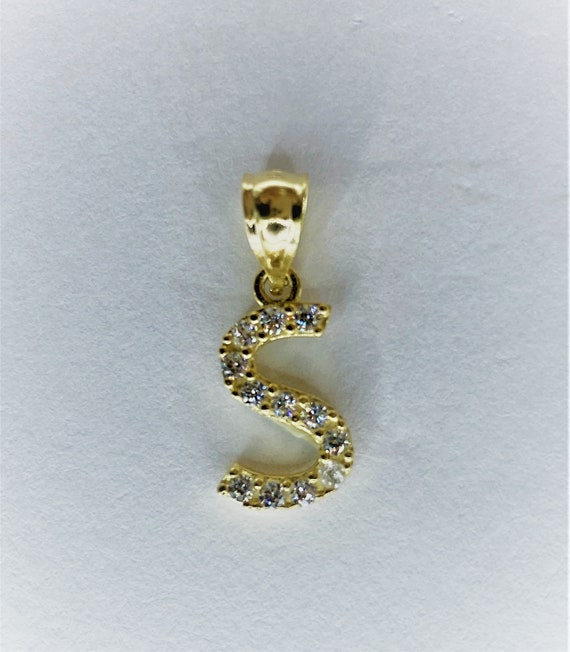 9ct Gold Cubic Zirconia Script Initial M Pendant in White