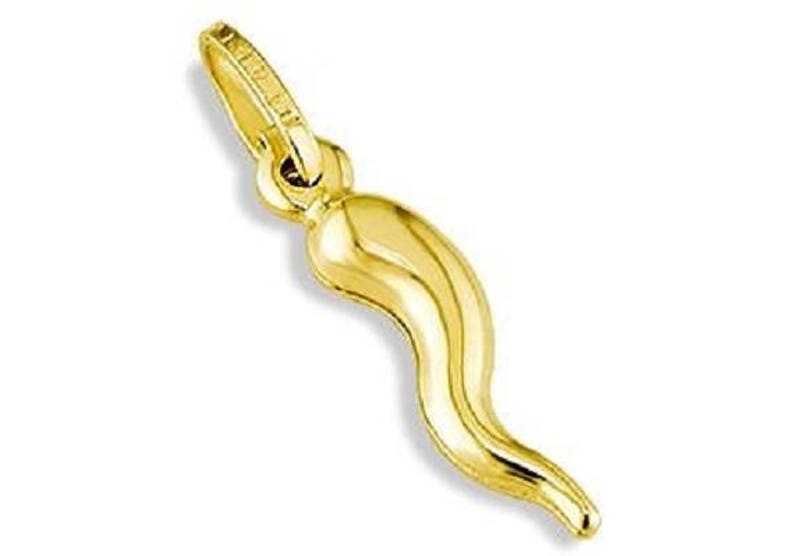 14k Yellow Gold Italian Horn Good Luck Charm Pendant Etsy