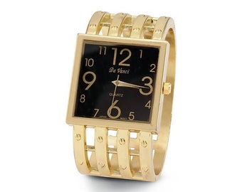 Women’s Square Dial Gold Tone Link New Bangle Watch