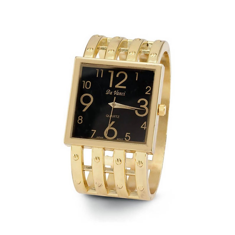 Womens Square Dial Gold Tone Link New Bangle Watch image 1