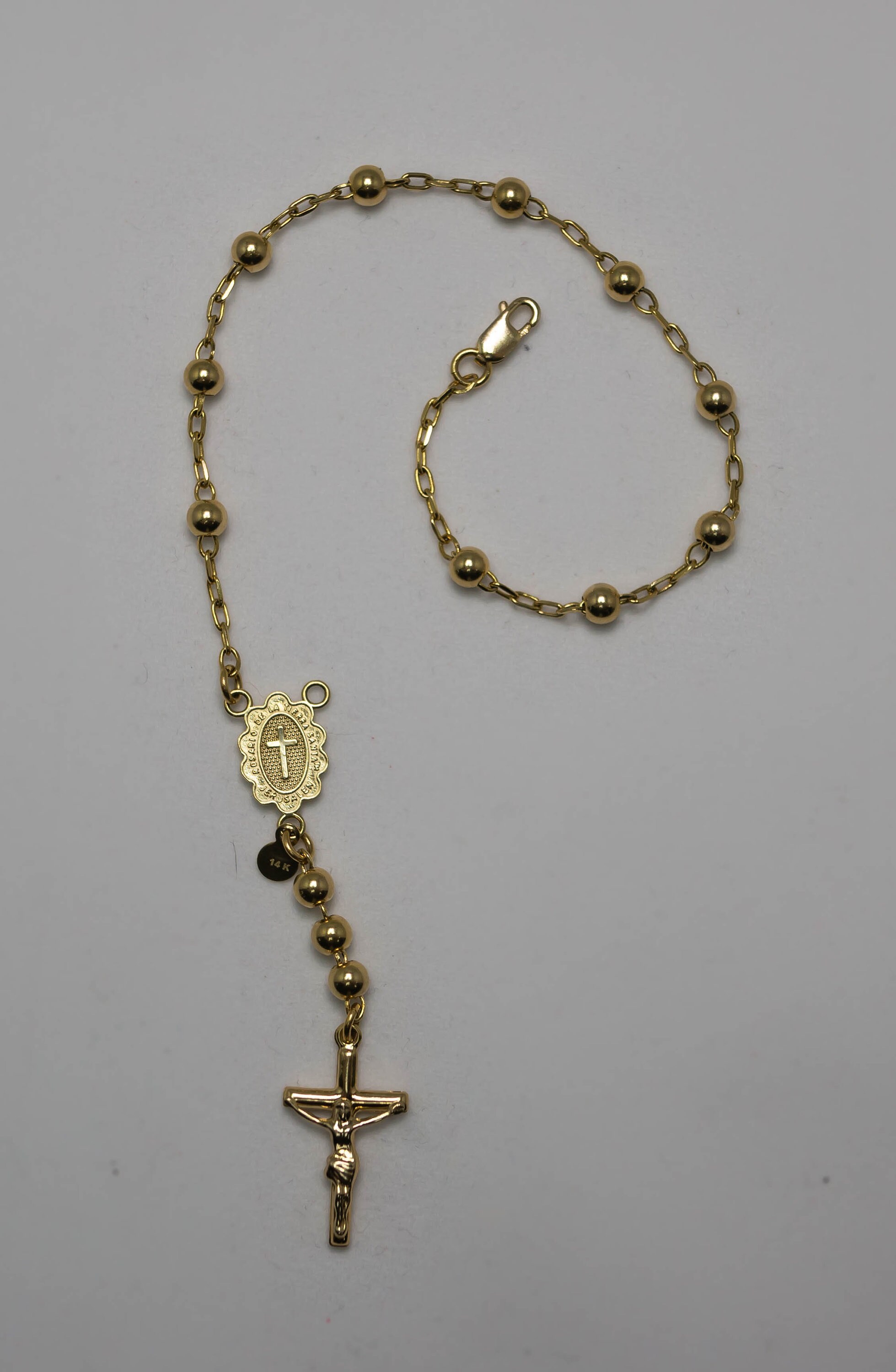 Gold Rosary Bracelet 14k Gold Crucifix Rosary Bead Bracelet Etsy