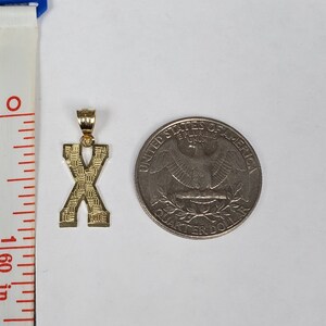 14K Gold Block Initial Diamond Cut Letter X Charm Pendant image 3