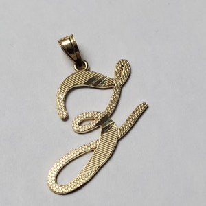 14K Gold Cursive Script Initial Letter Z Charm Pendant Medium Size image 1