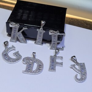 925 Sterling Silver Alphabet Letter G White CZ initial Charm Pendant image 7