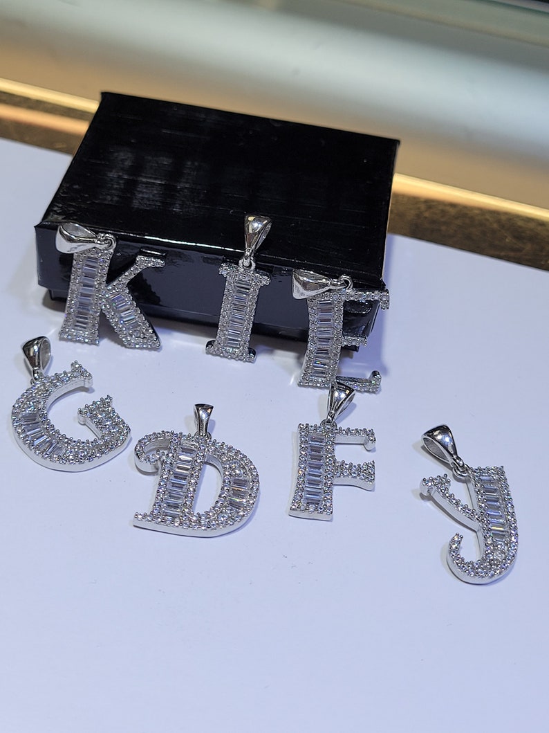 925 Sterling Silver Alphabet Letter G White CZ initial Charm Pendant image 7