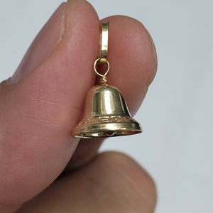 14k Yellow Gold Italian Bell Charm Pendant image 3