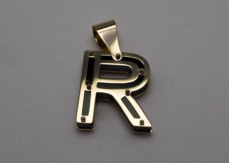 14K Gold Letter R Charm Pendant, Initial Pendant for Necklace image 2