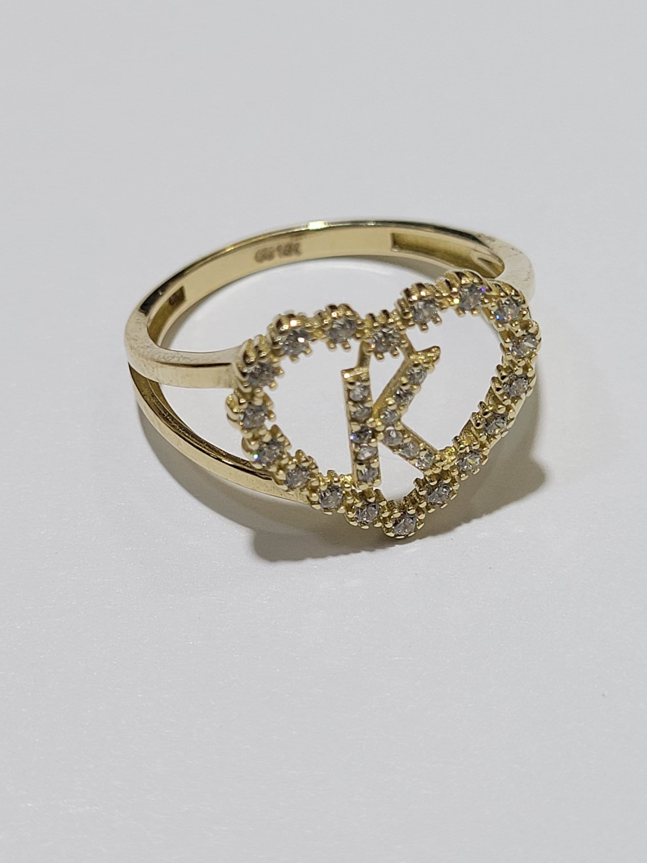 Alphabet ring Name K Ring american diamond free size for girls and women
