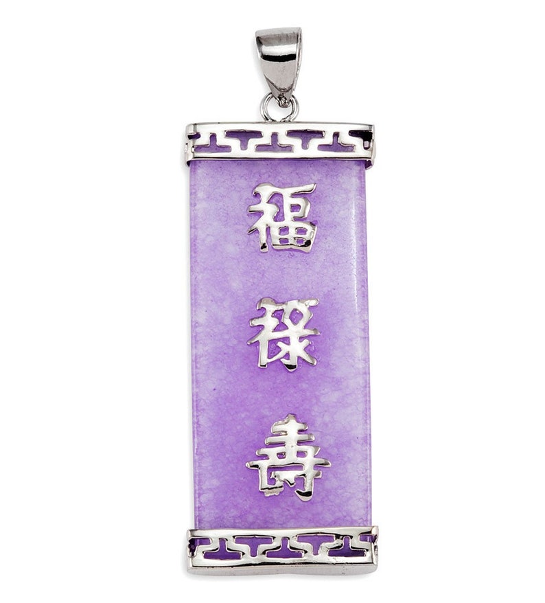 925 Sterling Silver Purple Jade Figure Pendant image 1