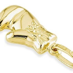 Solid 14k Yellow Gold Puffy Boxing Glove Sports Pendant image 2